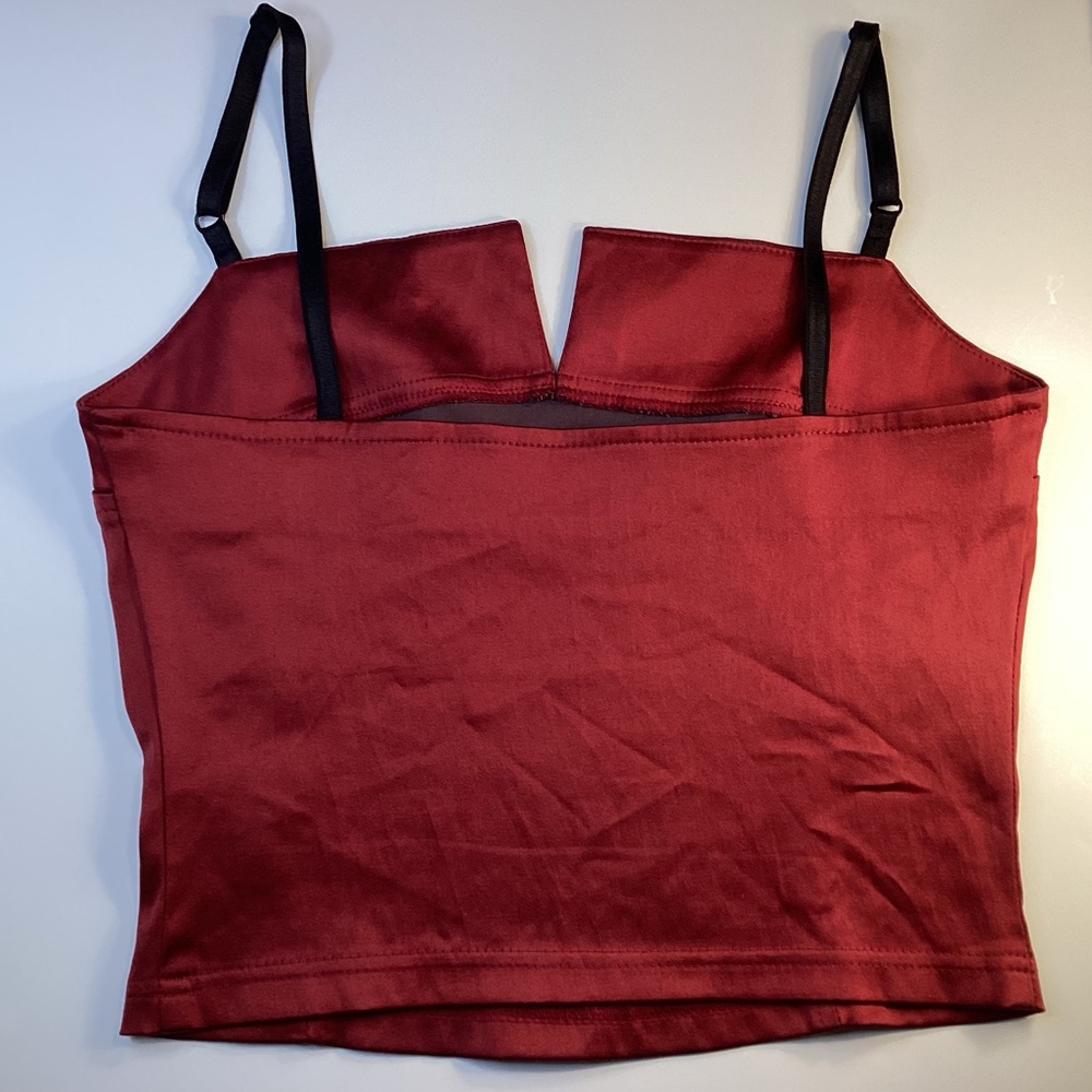 Aqua Blues tank 90’s red shiny spaghetti strap - Picture 2 of 10